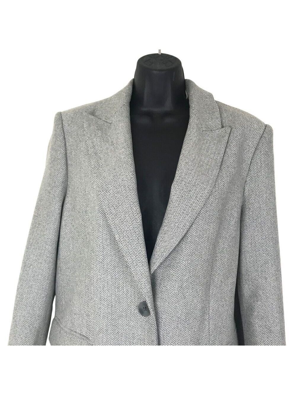 Aritzia Wilfred Grey Herringbone Print Wool Cashmere Blend Size S - Picture 4 of 8